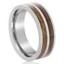 8MM Ethically Sourced Koa Wood and Tungsten Carbide Double Row Ring
 Image-2