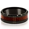 8MM Ethically Sourced Koa Wood and Black Tungsten Carbide Ring Image-1