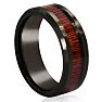 8MM Ethically Sourced Koa Wood and Black Tungsten Carbide Ring Image-2