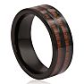 8MM Ethically Sourced Koa Wood and Black Tungsten Carbide Double Row Ring Image-2