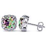 2ct Cushion Cut Mystic Topaz and Diamond Earrings in 10k White Gold Image-1