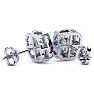 2ct Cushion Cut Mystic Topaz and Diamond Earrings in 10k White Gold Image-2