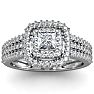 1 Carat Double Halo Massive Looking Princess Diamond Engagement Ring In 14K White Gold Image-1