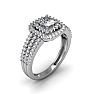 1 Carat Double Halo Massive Looking Princess Diamond Engagement Ring In 14K White Gold Image-2