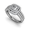1 Carat Double Halo Massive Looking Princess Diamond Engagement Ring In 14K White Gold Image-4