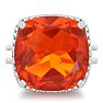 12ct Split Shank Cushion Cut Created Padparadscha Sapphire and Diamond Ring In Sterling Silver

 Image-1