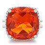 12ct Split Shank Cushion Cut Created Padparadscha Sapphire and Diamond Ring In Sterling Silver

 Image-1