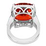 12ct Split Shank Cushion Cut Created Padparadscha Sapphire and Diamond Ring In Sterling Silver

 Image-4