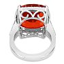 12ct Split Shank Cushion Cut Created Padparadscha Sapphire and Diamond Ring In Sterling Silver

 Image-4