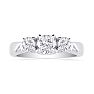 3/4ct Trellis Motif Three Diamond Ring in 14k White Gold Image-1