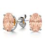 3/4 Carat Oval Shape Morganite Earrings Studs In Sterling Silver Image-1