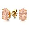 3/4 Carat Oval Shape Morganite Earrings Studs In 14K Yellow Gold Over Sterling Silver Image-1
