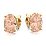 3/4 Carat Oval Shape Morganite Earrings Studs In 14K Yellow Gold Over Sterling Silver Image-2