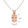 1/2 Carat Oval Shape Morganite Necklace In 14K Rose Gold Over Sterling Silver With 18 Inch Chain Image-4