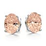 1-1/4 Carat Oval Shape Morganite Earrings Studs In Sterling Silver Image-2