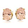 1-1/4 Carat Oval Shape Morganite Earrings Studs In 14K Yellow Gold Over Sterling Silver Image-2