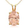2/3 Carat Oval Shape Morganite Necklace In 14K Yellow Gold Over Sterling Silver With 18 Inch Chain Image-1