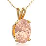 2/3 Carat Oval Shape Morganite Necklace In 14K Yellow Gold Over Sterling Silver With 18 Inch Chain Image-2
