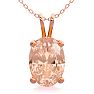 2/3 Carat Oval Shape Morganite Necklace In 14K Rose Gold Over Sterling Silver With 18 Inch Chain Image-1