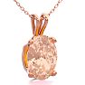 2/3 Carat Oval Shape Morganite Necklace In 14K Rose Gold Over Sterling Silver With 18 Inch Chain Image-2