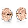 2 Carat Oval Shape Morganite Earrings Studs In Sterling Silver Image-2