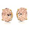 2 Carat Oval Shape Morganite Earrings Studs In 14K Yellow Gold Over Sterling Silver Image-2