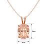 1 Carat Oval Shape Morganite Necklace In 14K Rose Gold Over Sterling Silver With 18 Inch Chain Image-4