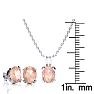 3 Carat Oval Shape Morganite Necklace and Earring Set In Sterling Silver Image-4