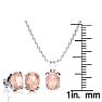 3 Carat Oval Shape Morganite Necklace and Earring Set In Sterling Silver Image-4