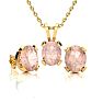 3 Carat Oval Shape Morganite Necklace and Earring Set In 14K Yellow Gold Over Sterling Silver Image-1