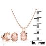 3 Carat Oval Shape Morganite Necklace and Earring Set In 14K Rose Gold Over Sterling Silver Image-4