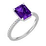 1 1/2 Carat Amethyst and Diamond Ring In 14 Karat White Gold Image-2