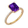 1 1/2 Carat Amethyst and Diamond Ring In 14 Karat Yellow Gold Image-2