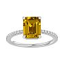 1 1/2 Carat Citrine and Diamond Ring In 14 Karat White Gold Image-1