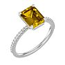 1 1/2 Carat Citrine and Diamond Ring In 14 Karat White Gold Image-2