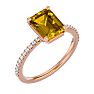 1 1/2 Carat Citrine and Diamond Ring In 14 Karat Rose Gold Image-2