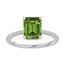 2 Carat Peridot and Diamond Ring In 14 Karat White Gold Image-1