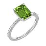 2 Carat Peridot and Diamond Ring In 14 Karat White Gold Image-2