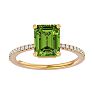 2 Carat Peridot and Diamond Ring In 14 Karat Yellow Gold Image-1