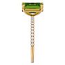 2 Carat Peridot and Diamond Ring In 14 Karat Yellow Gold Image-4