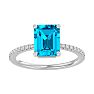 2 Carat Blue Topaz and Diamond Ring In 14 Karat White Gold Image-1
