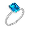 2 Carat Blue Topaz and Diamond Ring In 14 Karat White Gold Image-2