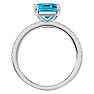 2 Carat Blue Topaz and Diamond Ring In 14 Karat White Gold Image-3