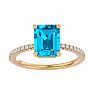 2 Carat Blue Topaz and Diamond Ring In 14 Karat Yellow Gold Image-1