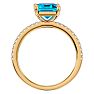 2 Carat Blue Topaz and Diamond Ring In 14 Karat Yellow Gold Image-3