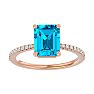 2 Carat Blue Topaz and Diamond Ring In 14 Karat Rose Gold Image-1