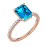 2 Carat Blue Topaz and Diamond Ring In 14 Karat Rose Gold Image-2