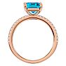 2 Carat Blue Topaz and Diamond Ring In 14 Karat Rose Gold Image-3