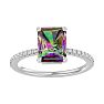1-1/2 Carat Octagon Shape Mystic Topaz Ring and Diamonds In 14 Karat White Gold Image-1