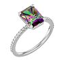 1-1/2 Carat Octagon Shape Mystic Topaz Ring and Diamonds In 14 Karat White Gold Image-2